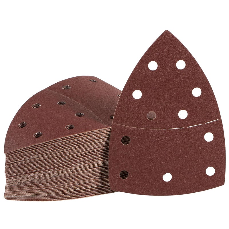 Shawya 50 PCS Mouse Sander Sandpaper for Mouse Sander 11 Hole Detail Sandpaper Sanding Paper 180 Grit Hook and Loop Sander Pads Triangular Sanding Sheets Abrasive Sanding Paper - Image 1